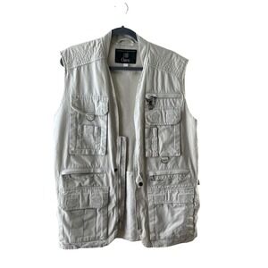 Orvis Mens Utility Fishing Vest Khaki Multi Pocket Mesh Lined Safari VTG Medium